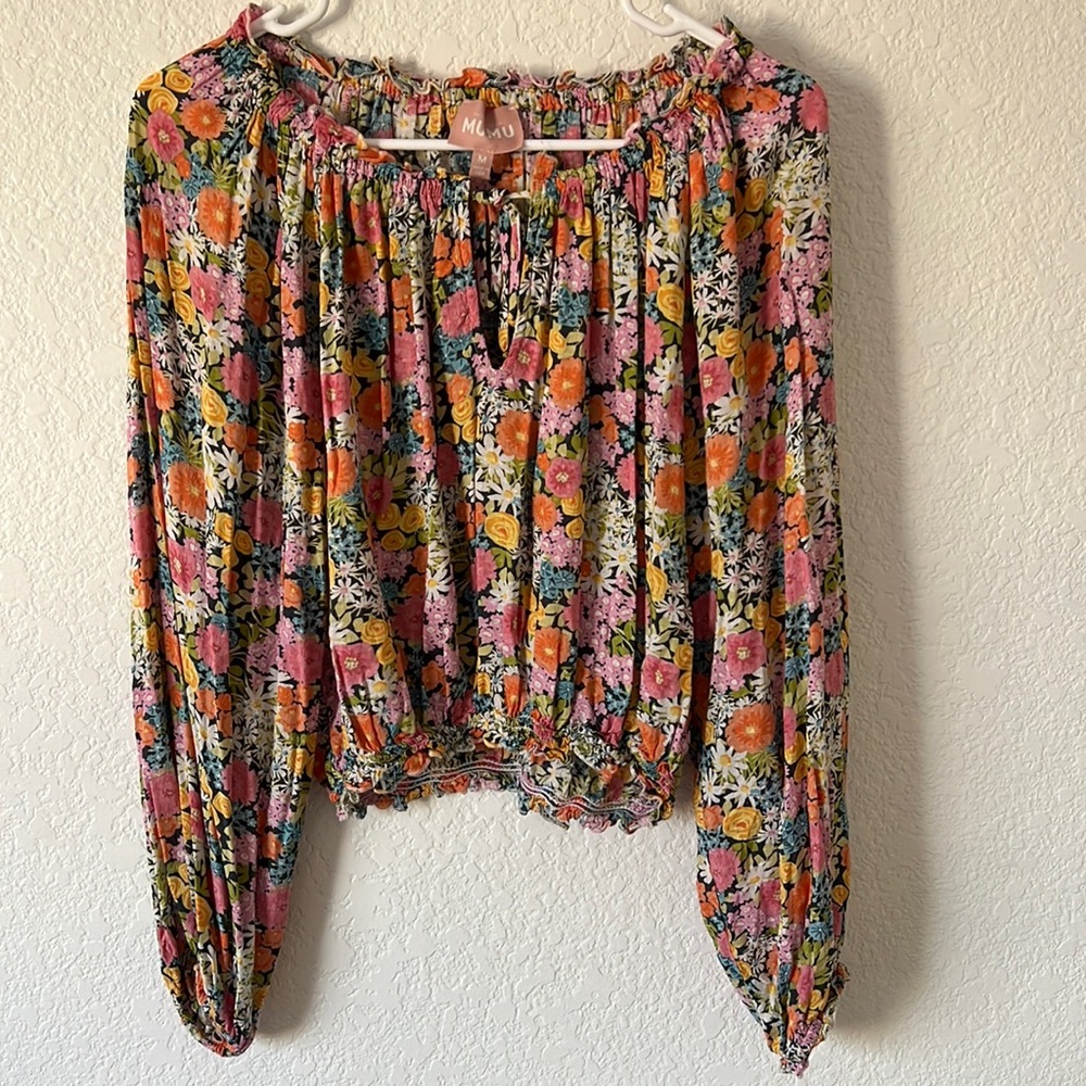 Show Me Your MuMu Floral Blouse - Pink, Orange, Green